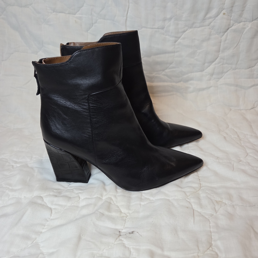 Franco Sarto Black Leather Ankle Boots